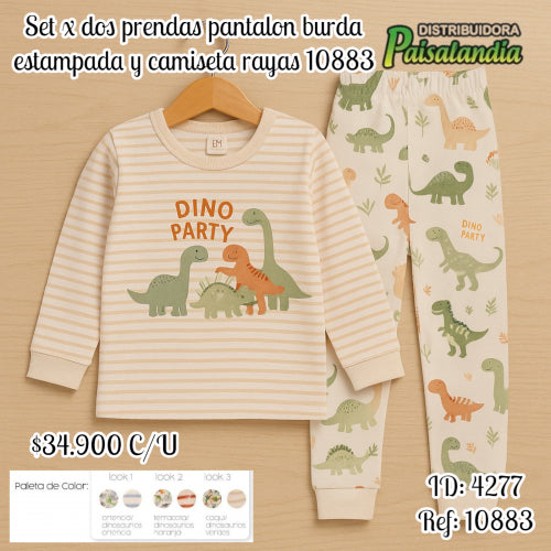 set x dos prendas pantalon burda estampada y camiseta ryas 10883