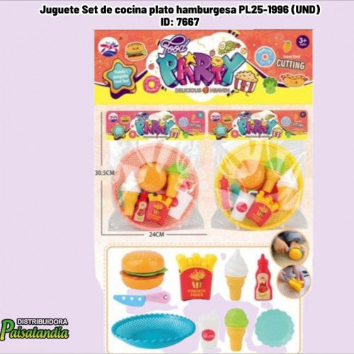 Juguete Set de cocina plato hamburgesa PL25-1996 (UND)