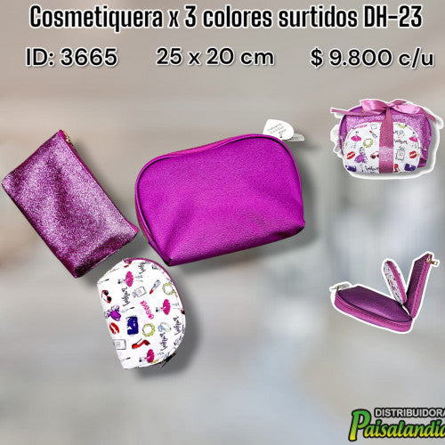 Cosmetiquera x3 colores surtidos DH-23 (UND)