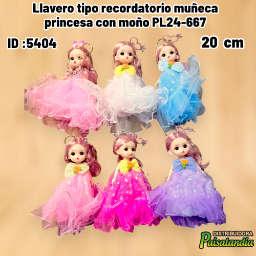 Llavero tipo recordatorio muñeca princesa con moño PL24-667 (UND)