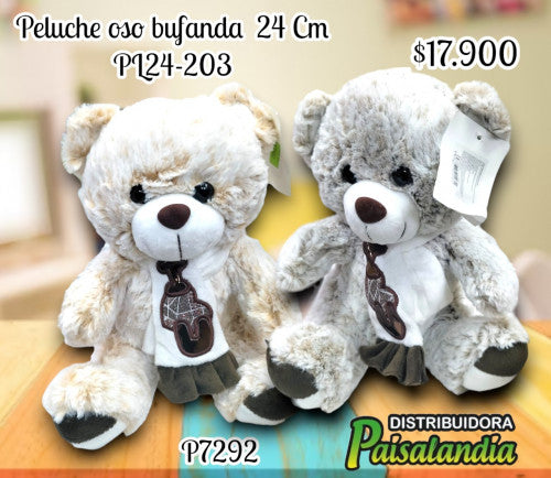 Peluche oso bufanda jaspeado 24 Cm PL24-203