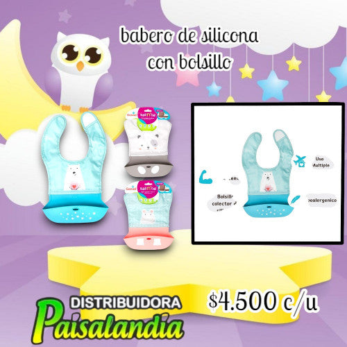 Babero plástico colores surtidos calu2403-108 (UND)