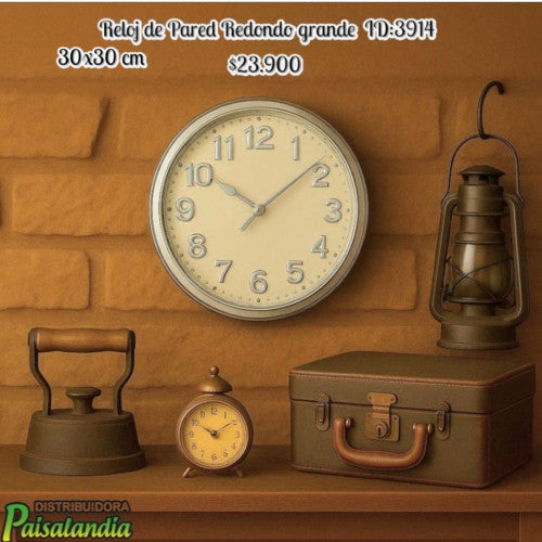 Reloj de pared redondo grande 30x30 cm (UND)