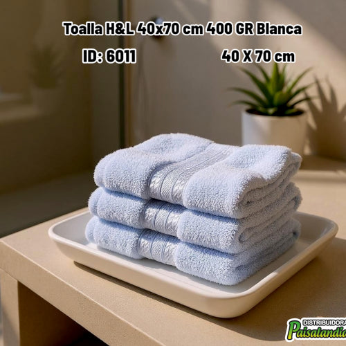 Toalla H&L 40x70 cm 400 GR Blanca (UND)