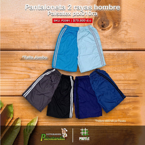 Pantaloneta 2 rayas hombre  paisatex jumbo ptx010ra