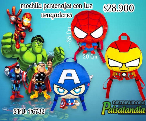 Mochila personajes con luz vengadores