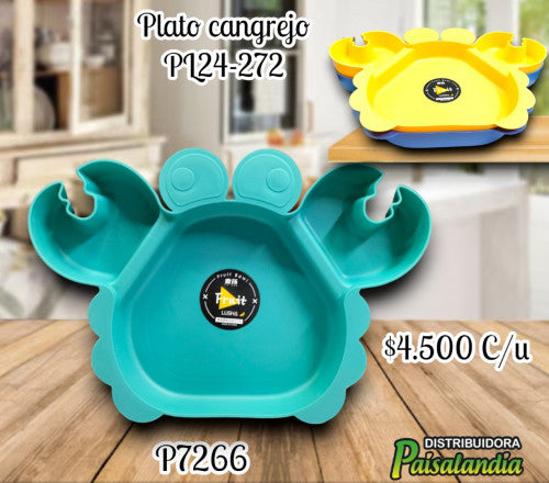 Plato bebé cangrejo colores surtidos PL24-272 (UND)