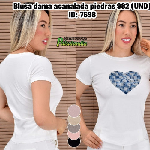 Blusa dama acanalada piedras 982 (UND)