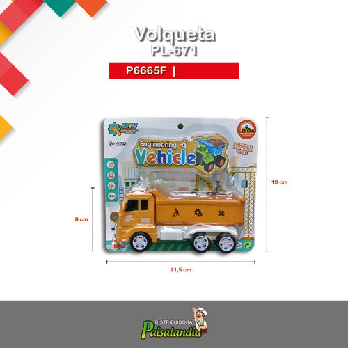 Juguete volqueta amarilla encartonada PL-671 (UND)