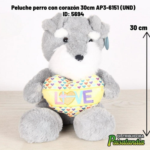 Peluche perro con corazón 30cm AP3-6151 (UND)