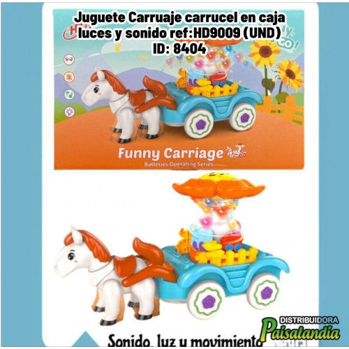 Juguete Carruaje carrucel en caja luces y sonido ref:HD9009 (UND)