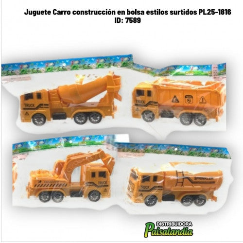Juguete Carro construcción en bolsa estilos surtidos PL25-1816 (UND)