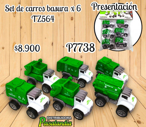 Set de carros basura x 6 TZ564