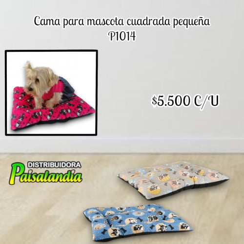 Cama de perro cuadrada pequeña colores surtidos (UND)