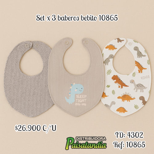 set x 3 baberos bebito 10865