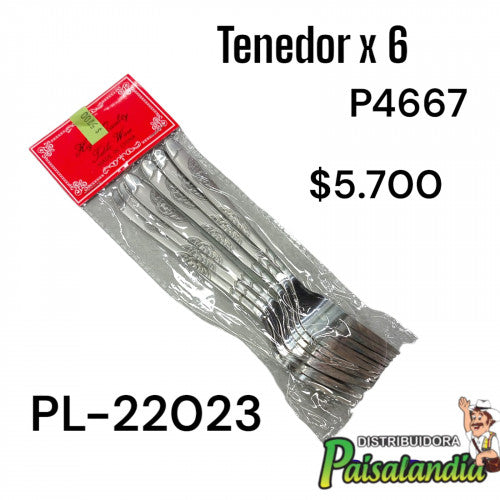 Tenedor metálico marcado x6 PL-22023 (UND)