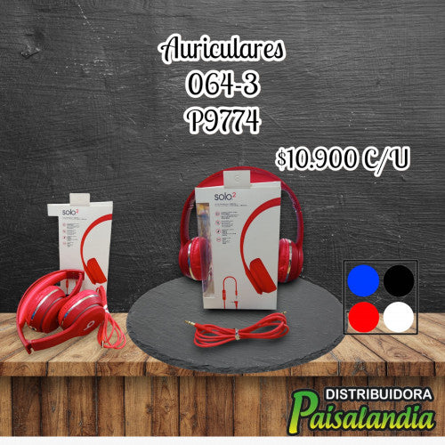 Auriculares diadema en caja colores surtidos 064-3 (UND)