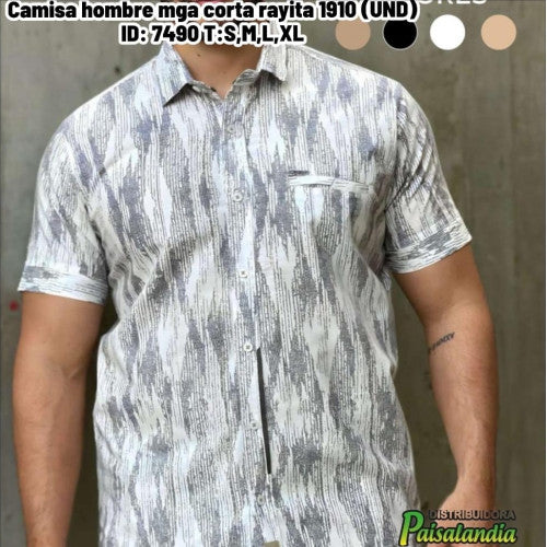 Camisa hombre mga corta rayita 1910 (UND)