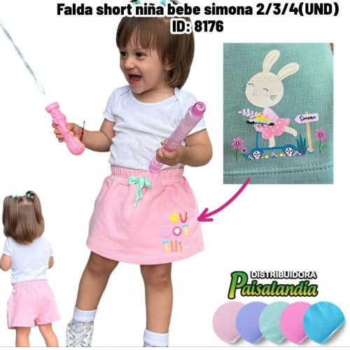 Falda short niña bebe simona 2/3/4(UND)
