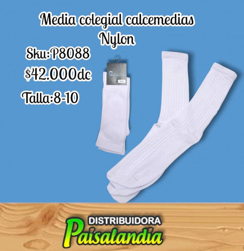 Media canillera calcemedias blanca talla 8-10