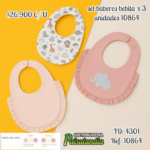 set baberos bebita x 3 unidades 10864