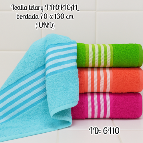 Toalla telary TROPICAL bordada 70 x 130 cm (UND)