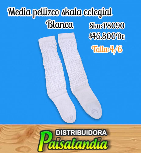 Media pellizco Skala blanca talla 4-6 (DC)