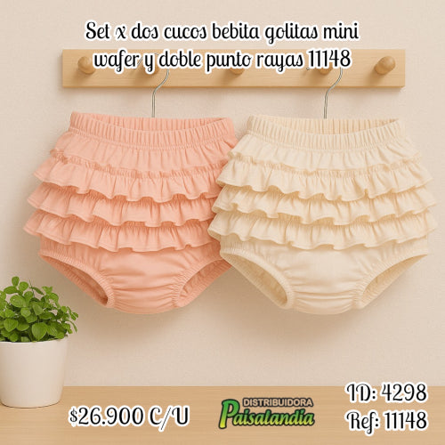 set x dos cucos bebita golitas mini wafer y doble punto rayas 11148