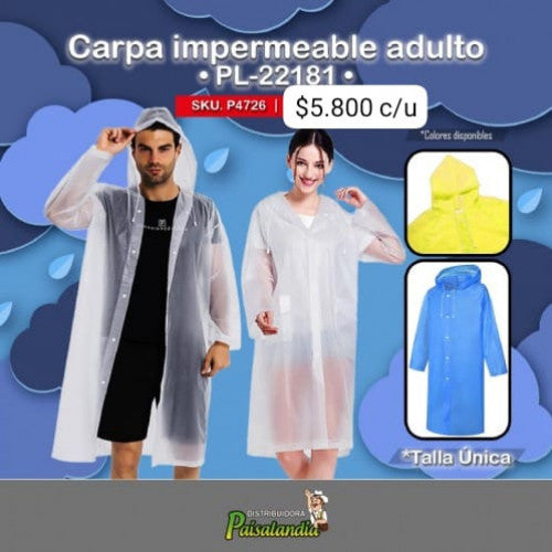 Carpa impermeable adulto plástica PL-22181 (UND)