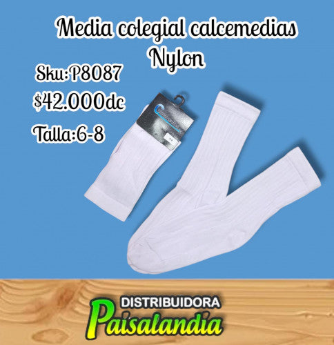 Media canillera calcemedias blanca talla 6-8