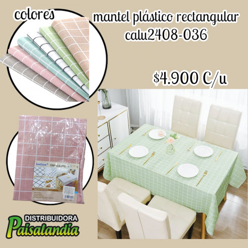 Mantel plástico rectangular calu2408-036 (UND)