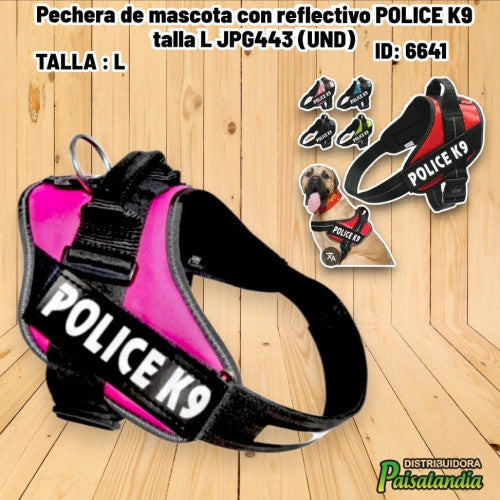 Pechera de mascota con reflectivo POLICE K9 talla L JPG443 (UND)