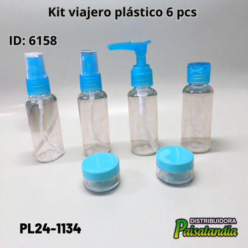 Kit viajero plástico 6 pcs PL24-1134 (UND)