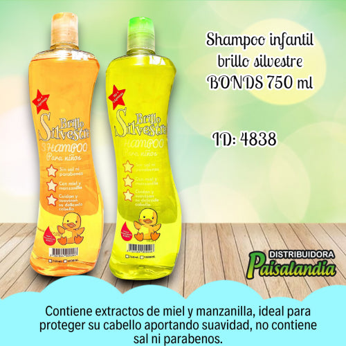 Shampoo infantil brillo silvestre BONDS 750 ml (UND)