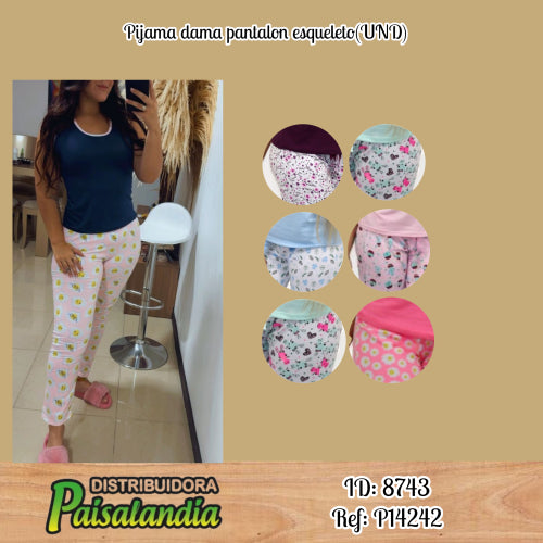 Pijama dama pantalon esqueleto(UND)