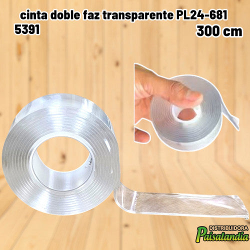 cinta doble faz transparente PL24-681 (UND)