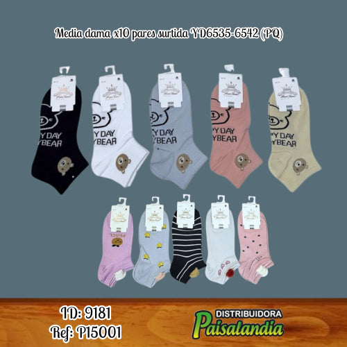 Media dama x10 pares surtida YD6535-6542 (PQ)