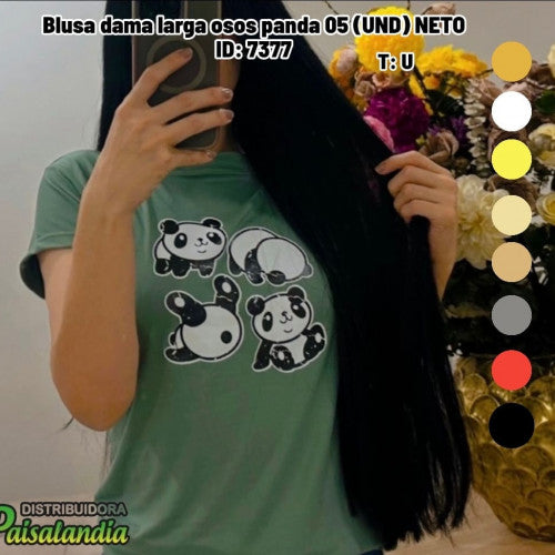 Blusa dama larga osos panda 05 (UND) NETO