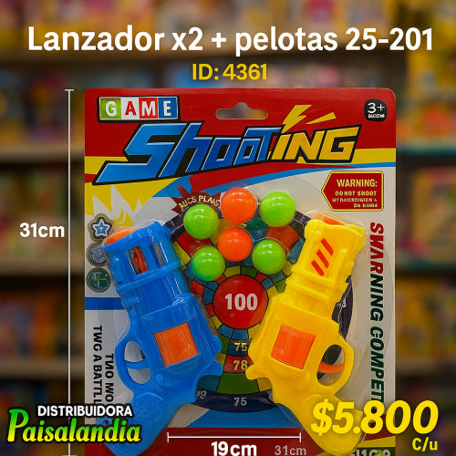 Juguete lanzador x2 + pelotas 25-201 (0800-22) (UND)