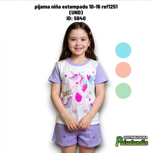 pijama niña estampada 10-16 ref1251 (UND)