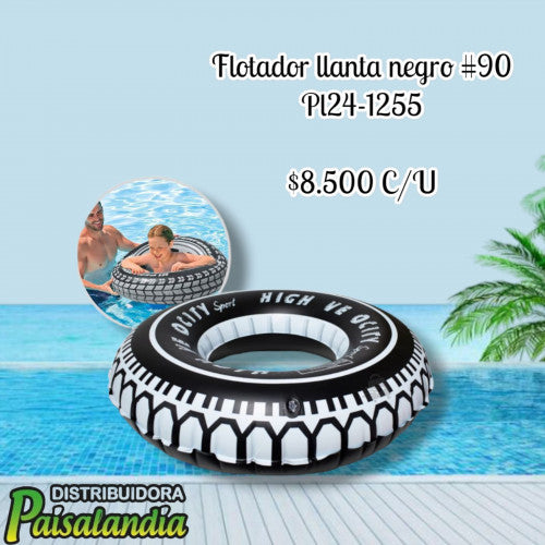 Flotador piscina llanta negro 90# (UND)