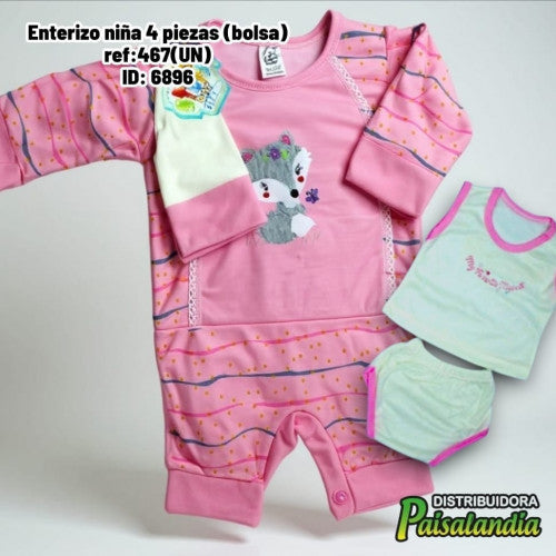 Enterizo niña 4 piezas (bolsa) ref:467(UN)