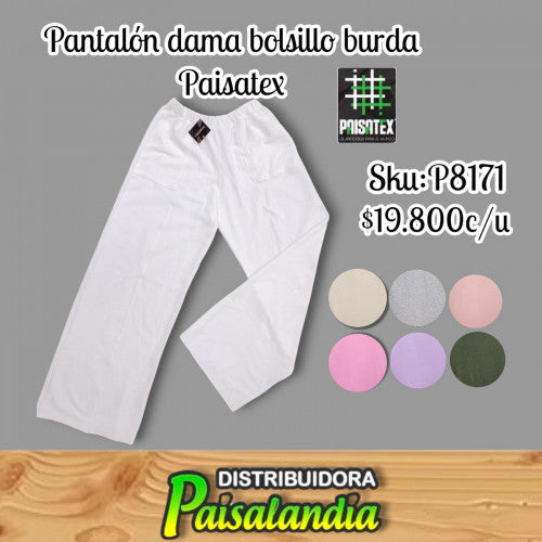 Pantalon dama bolsillo tela burda paisatex