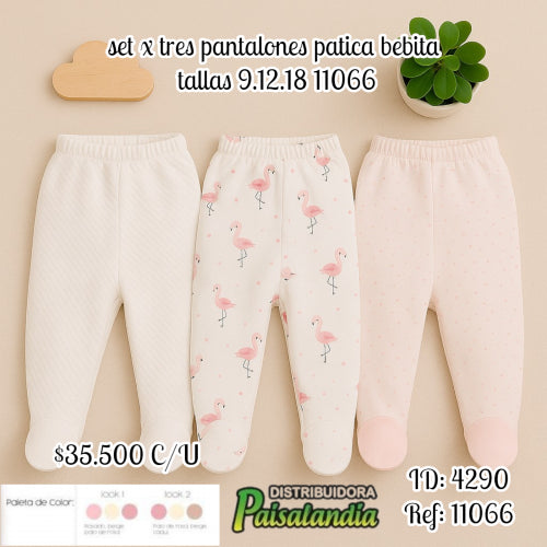 set x tres pantalones patica bebita tallas 9.12.18 11066