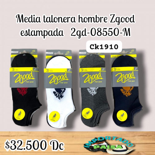 Media talonera hombre Zgood estampada 2G-08550-M