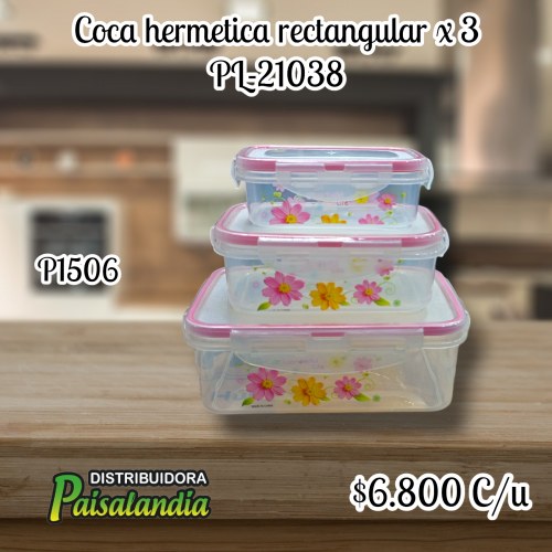 Coca hermetica rectangular x 3 PL-21038