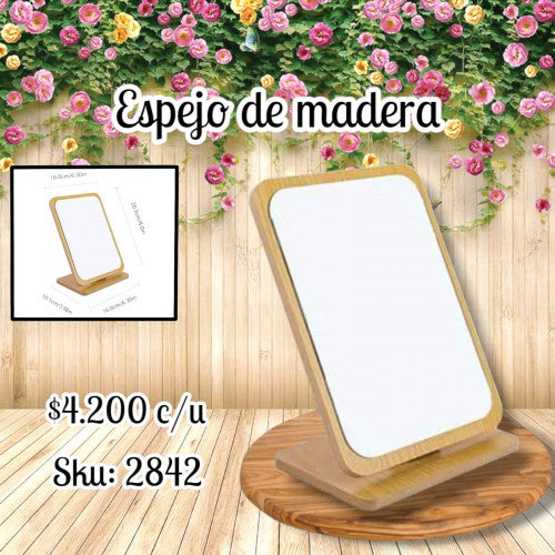 Espejo de madera con soporte (UND)