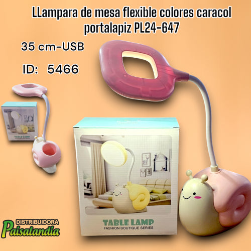 Lampara de mesa flexible colores caracol portalapiz PL24-647 (UND)