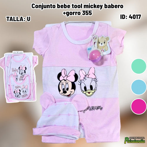 Conjunto bebe tool mickey babero +gorro 355 (UND)
