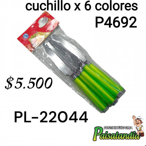 Cuchillo x6 colores PL-22044